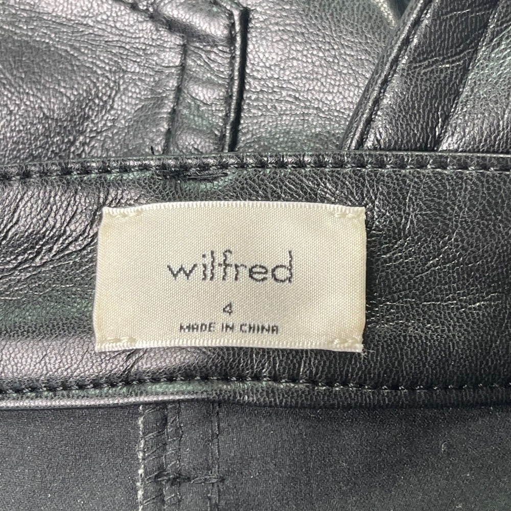 Wilfred Aritzia Black Faux Leather Pants, Women SZ 4, chic, sleek, edgy - Picture 2 of 16